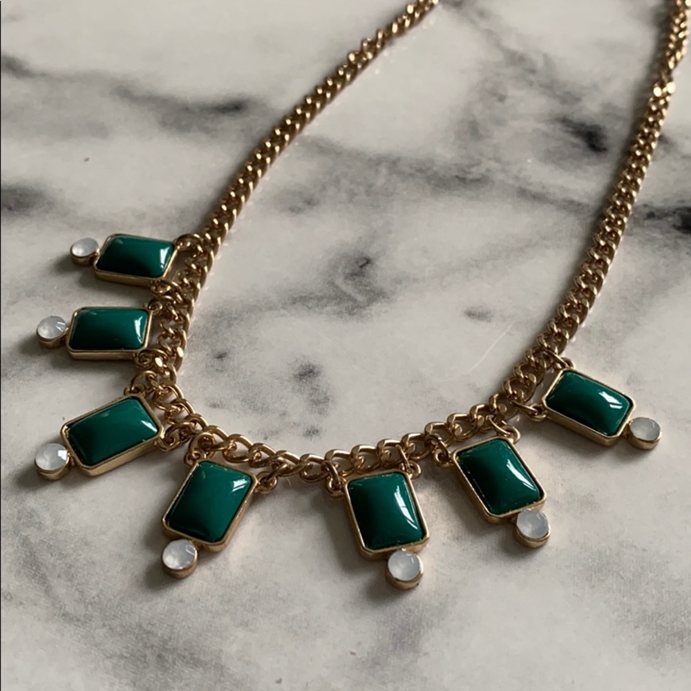 Gold and Green Statement Necklace